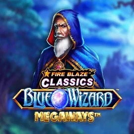Official Slots logo: Fire Blaze Blue Wizard Megaways by Rarestone Gaming at Regal Rush Casino